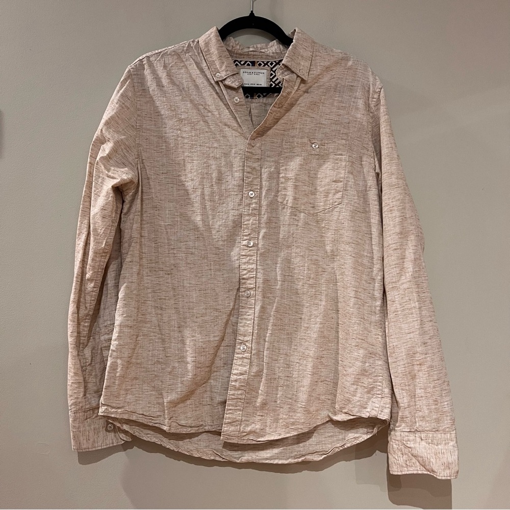 Denim & Flower Men’s Tan Button Up Top